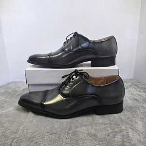 Gino Vitale Mens Wingtip Cap Toe Oxford Dress Shoes Charcoal Gray GV256A Size 12